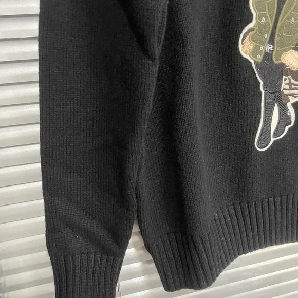Polo by Ralph Lauren Black Crewneck Sweater with Bear Motif